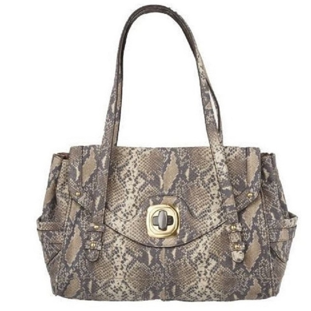 B. Makowsky 'Claudine' Large Satchel Leather Handbag Shoulder Bag Purse